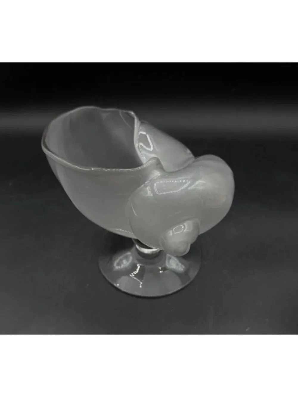 Cambridge Crown Tuscan Glass Footed Nautilus Shell Vase Opaque Frosted